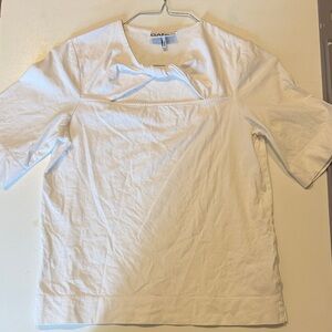 Gant White Short Sleeve Crew Top with Chest Seam Detail